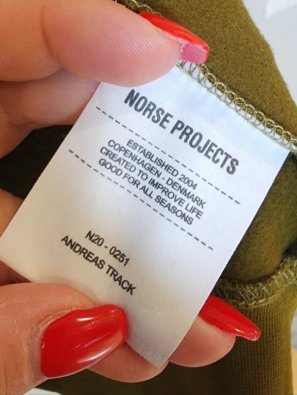 Norse Projects Andreas Track Jacket Zip Up Sweatshirt Olive Green 100% Cotton XL - Picture 16 of 16